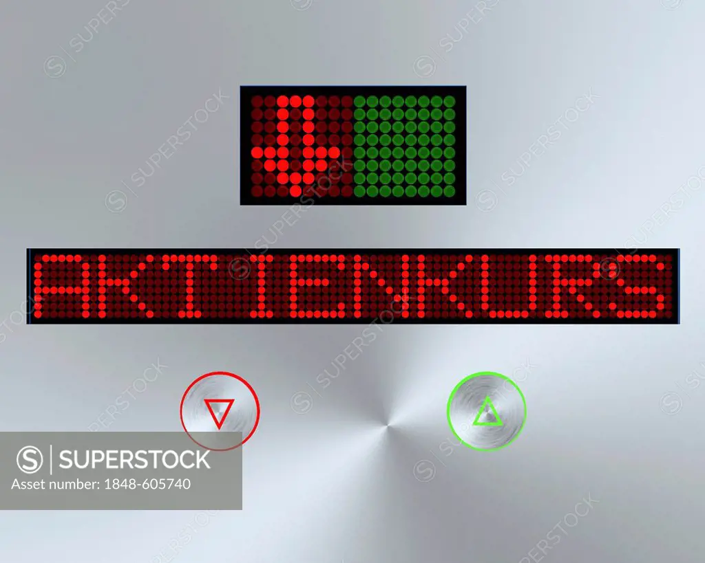 Display with writing Aktienkurs or share price, illustration