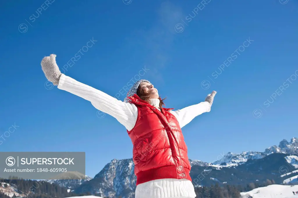 Woman dancing in the snow