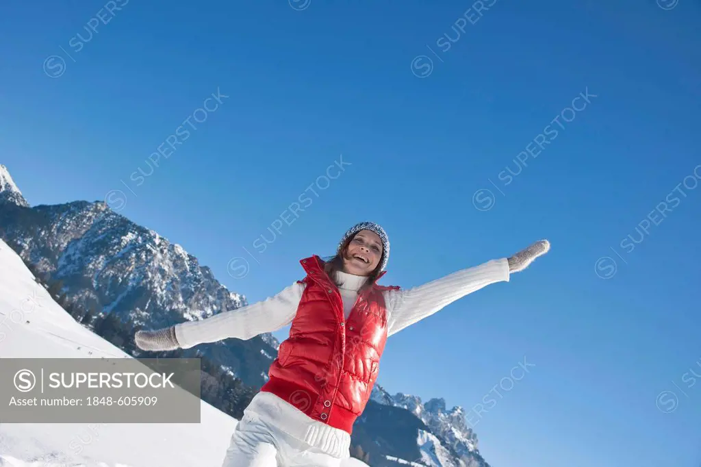 Woman dancing in the snow