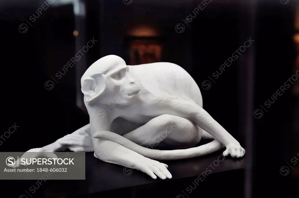 Porcelain monkey in a showcase