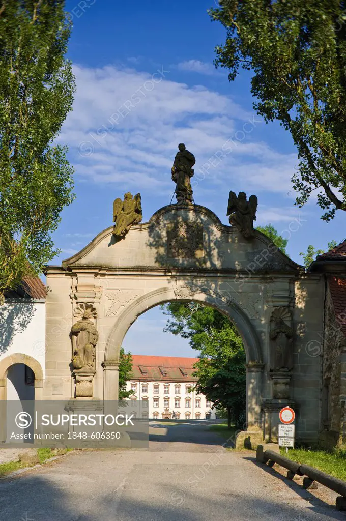 Entrance portal, Kloster Kirchberg monastery, Sulz am Neckar, Black Forest, Baden-Wuerttemberg, Germany, Europe