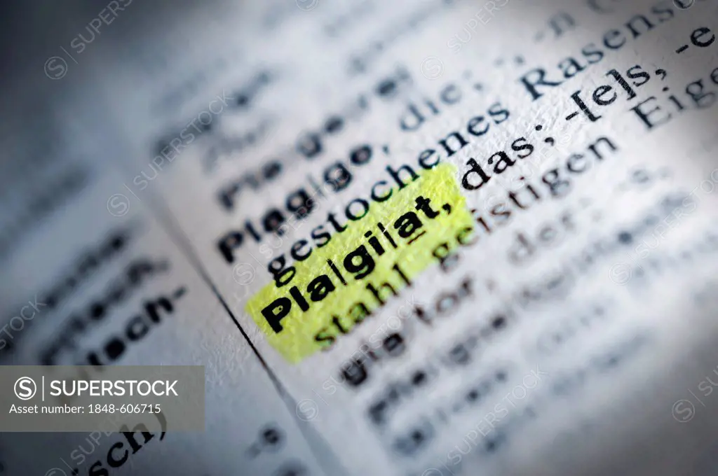 Definition of plagiarism in a German dictionary, Plagiat