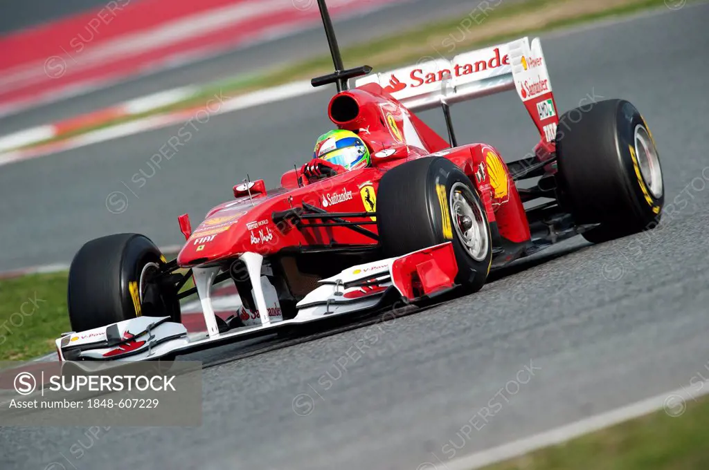 Felipe Massa, Brazil, driving his Ferrari 150th Italia, motor sports, Formula 1 testing at Circuit de Catalunya in Barcelona, Spain, Europe