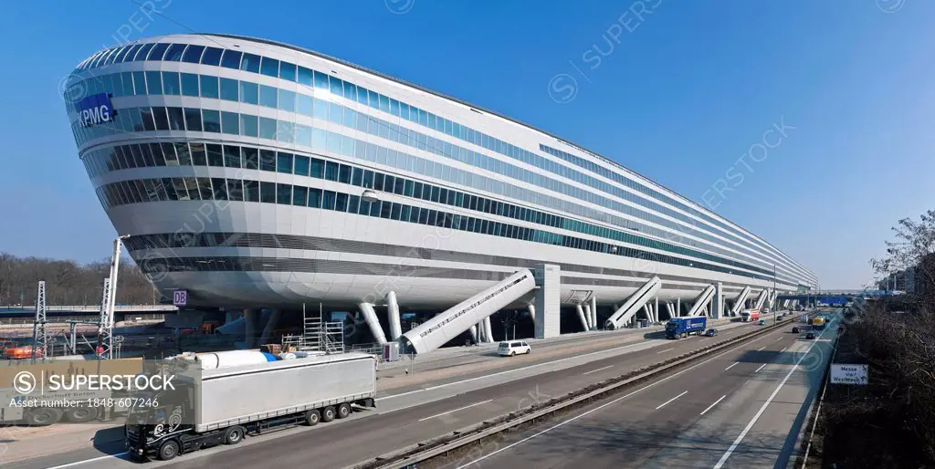 Business center The Squaire, formerly known as Airrail Center, at Terminal 1 of Frankfurt Airport, Frankfurt am Main, Hesse, Germany, Europe