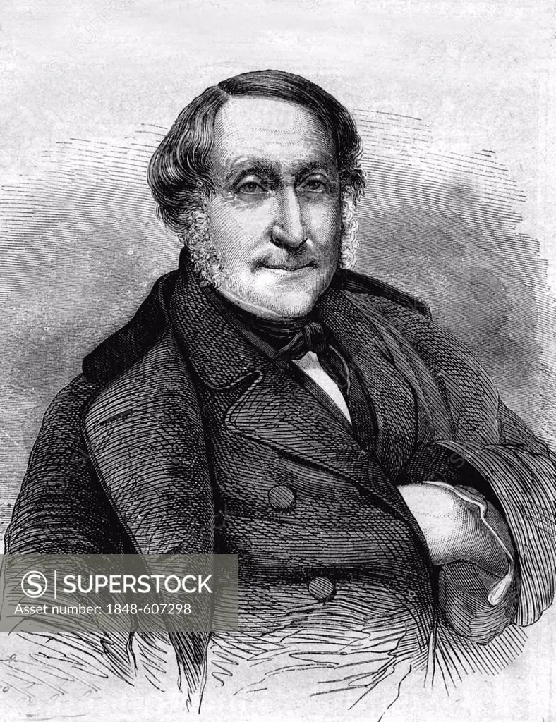 Gioachino Rossini, 1792 - 1868, Italian composer, historical illustration, 1872