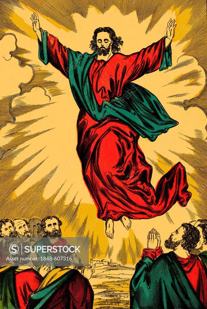 Ascension of Jesus Christ, historical illustration, 1860