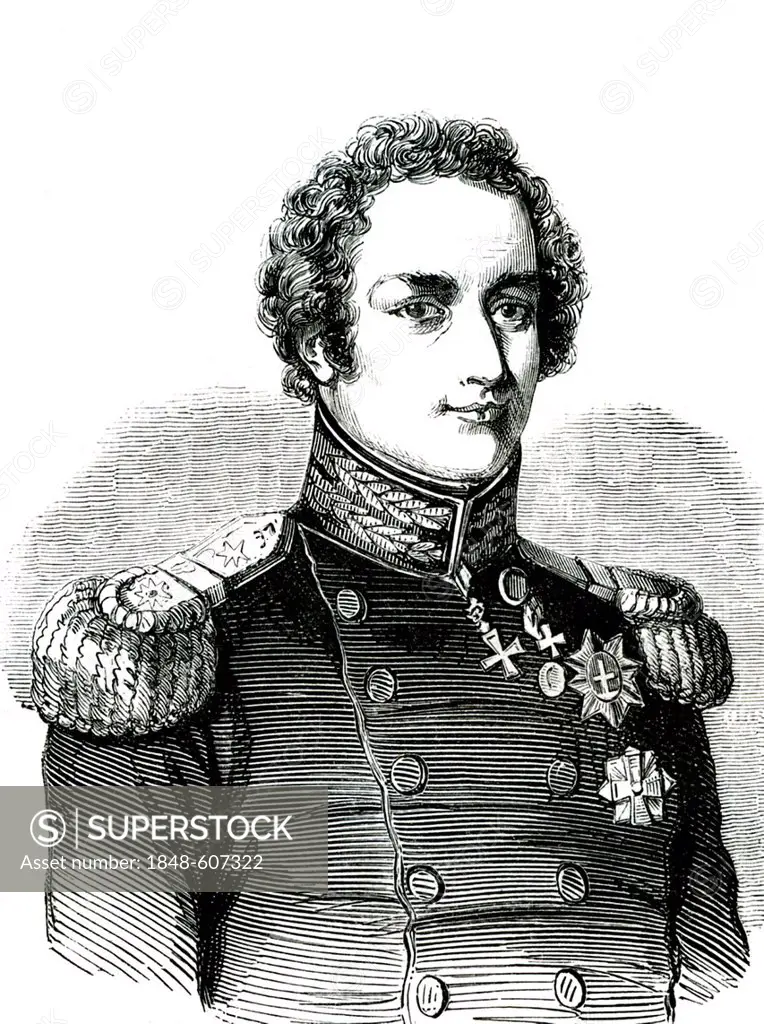 King Christian VIII of Denmark, European revolution of 1848, historical illustration, 1865