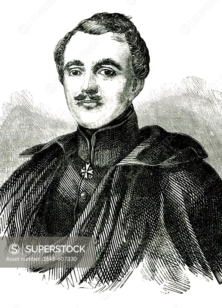 General Field Marshal Friedrich Heinrich Ernst Graf von Wrangel, European revolution of 1848, historical illustration, 1865
