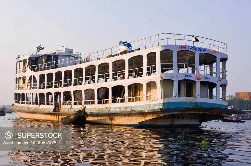 Huge river ferry in the port of Dhaka, Bangladesh, Asia