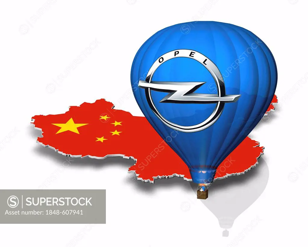 Outline of China, hot-air balloon, Opel logo