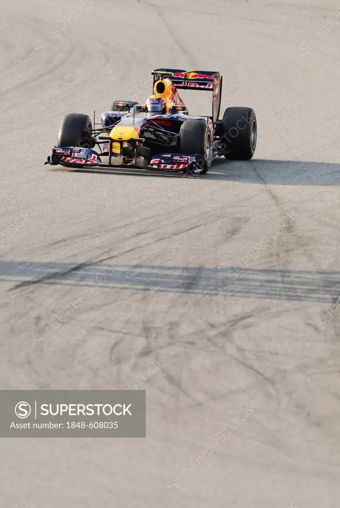 Mark Webber, AUS, driving a Red Bull RB7 Bolide racing car during the Formula 1 test drive at Circuit de Catalunya near Barcelona, Spain, Europe