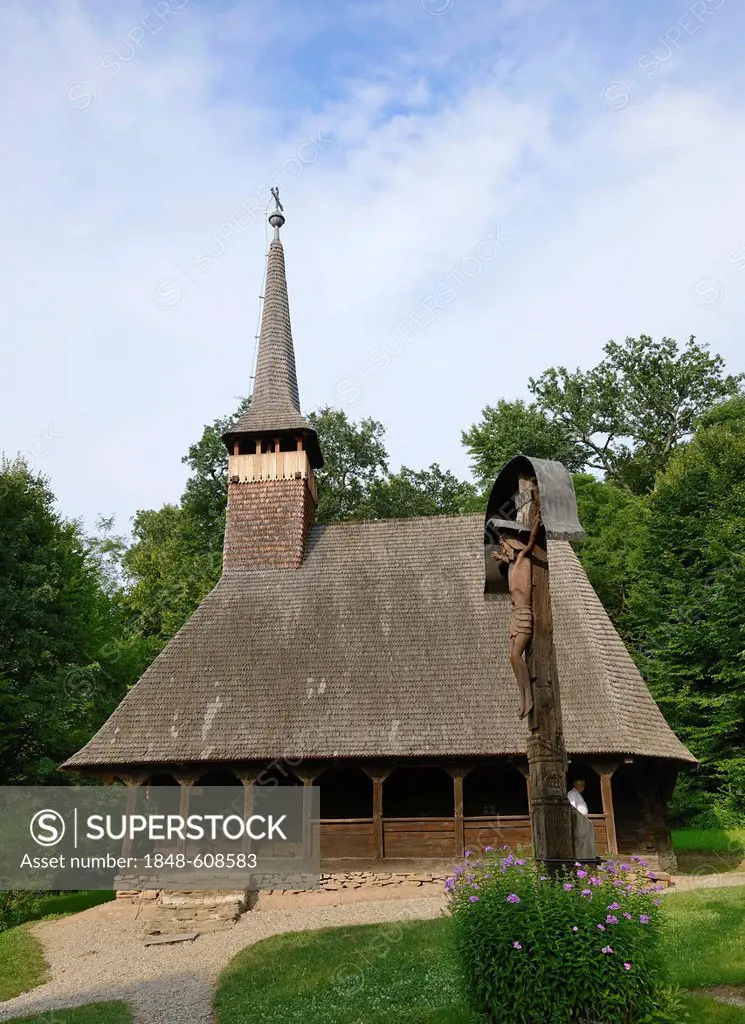 Wooden church of Bezded in Salaj County, Astra open-air museum, Sibiu, Romania, Europe