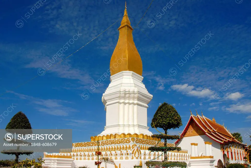 Theravada Buddhism, That Sikhottabong golden stupa, Thakek, Khammuan province, Khammouane, Laos, Southeast Asia, Asia