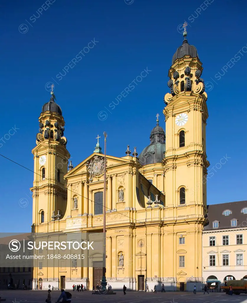 Theatine Church, Odeonsplatz square, Altstadt-Lehel district, Munich, Bavaria, Germany, Europe
