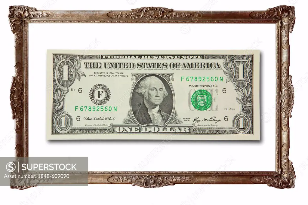 U.S. dollar bill, framed, symbolic image