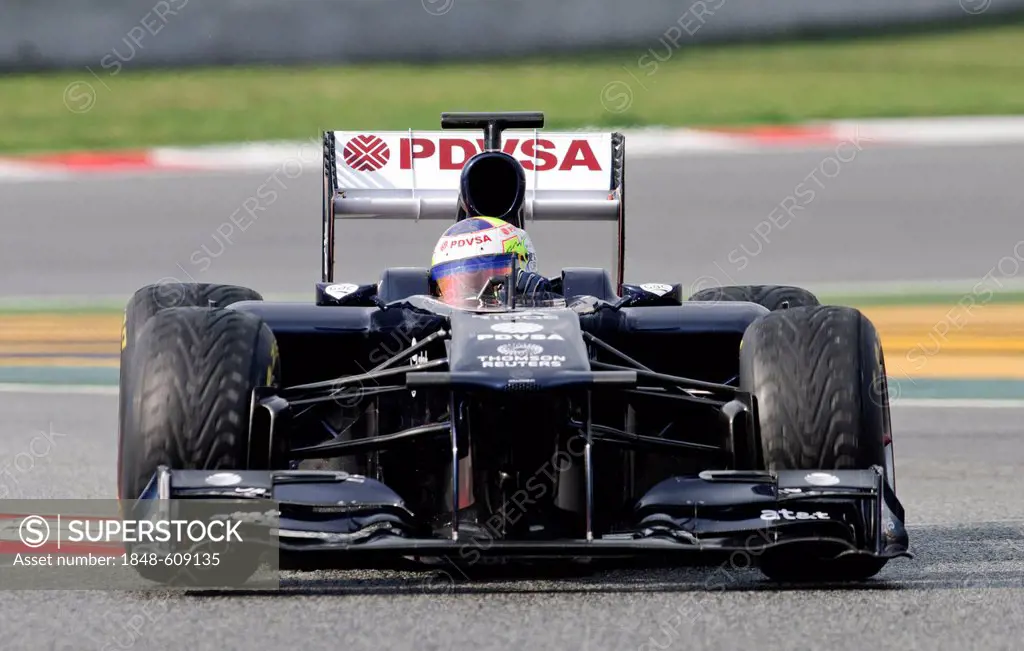 Pastor Maldonado, VEN, in the Williams FW33 racing car, Formula 1 testing at the Circuit de Catalunya race track near Barcelona, Spain, Europe