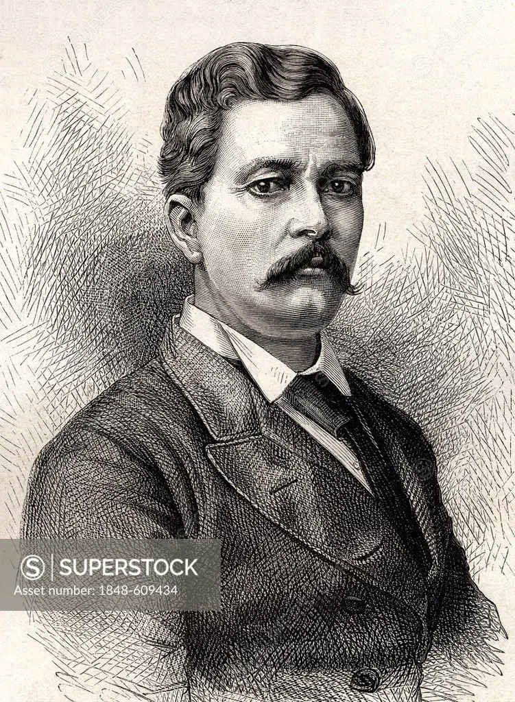 Henry Morton Stanley, explorer, traveller, 1841 - 1904, historical illustration from 1899