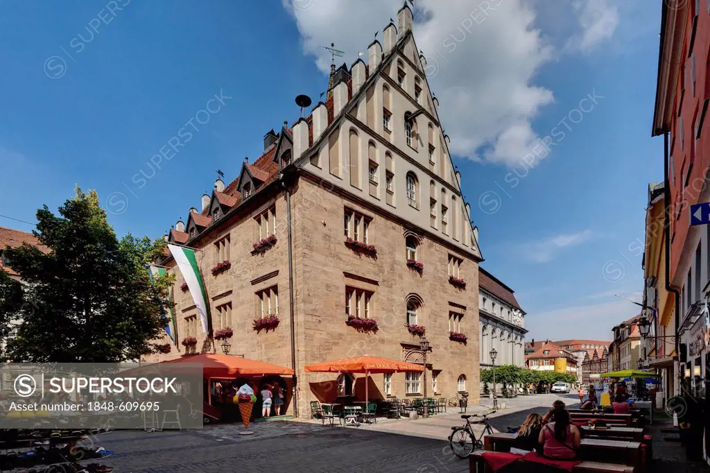 Martin-Luther-Platz square and the Stadthaus building, Ansbach, Middle Franconia, Franconia, Bavaria, Germany, Europe