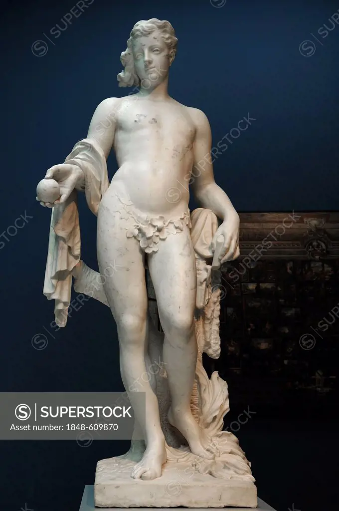 Marble sculpture of Paris by sculptor Gabriel de Grupello, 1644-1730, Germanic National Museum, Kartaeusergasse 1, Nuremberg, Middle Franconia, Bavari...