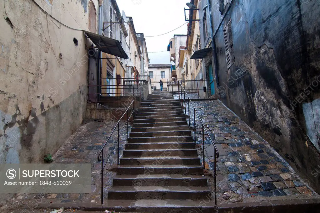 Steep stairs in Bejaia, Kabylie, Algeria, Africa
