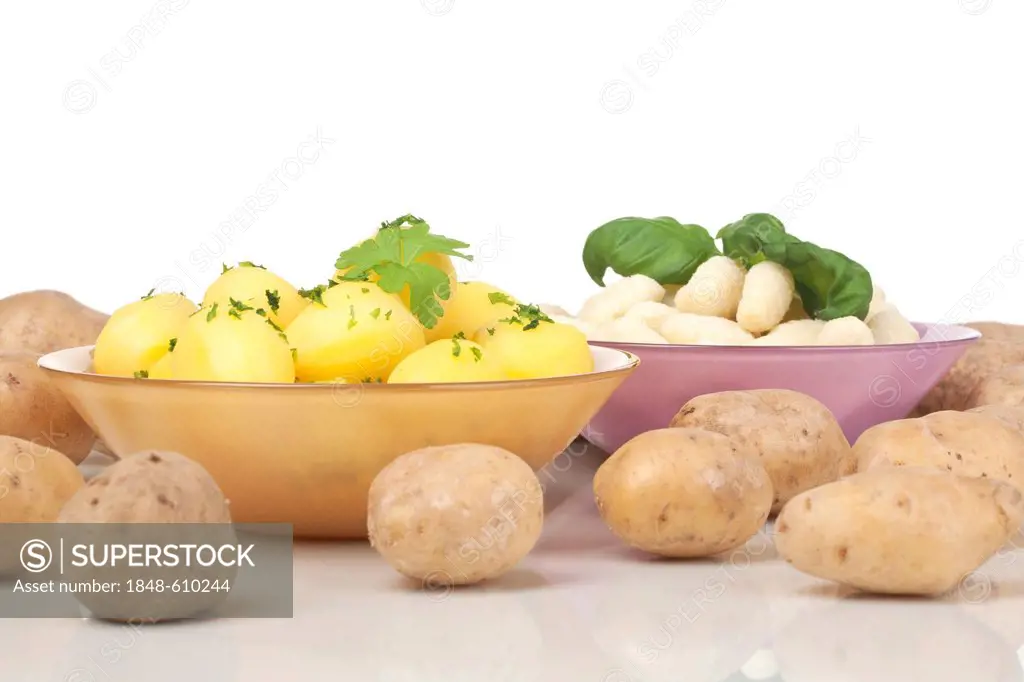 Boiled potatoes and gnocchi