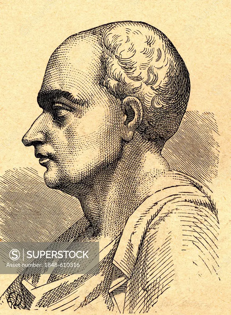 Luigi Alyisio Galvani, Italian physician and physicist, 1737 - 1798, historical illustration from 1860