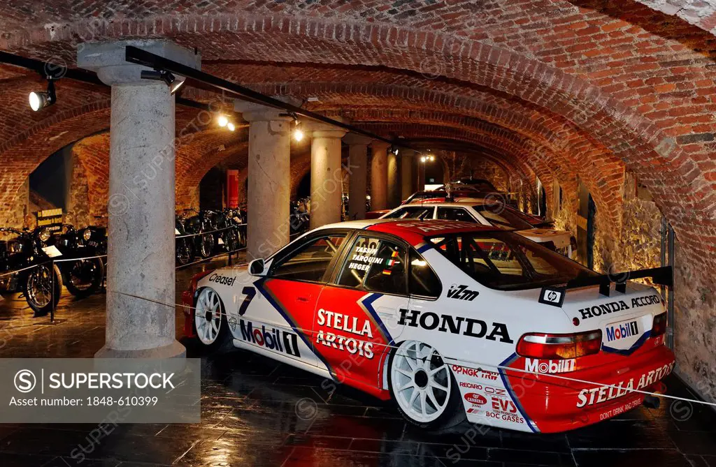 Museum of the Spa-Francorchamps race track in a historic building, vaults, Stavelot Abbey, Ardennes region, Liège province, Wallonia region, Belgium, ...