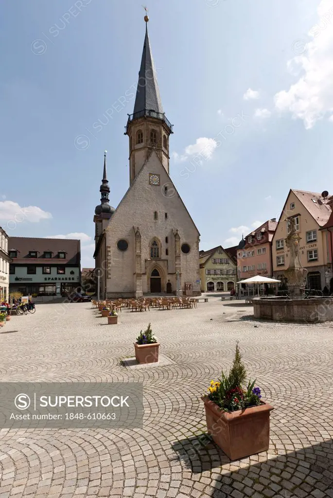 St Georg town church and marketplace, Weikersheim, Baden-Wuerttemberg, Germany, Europe