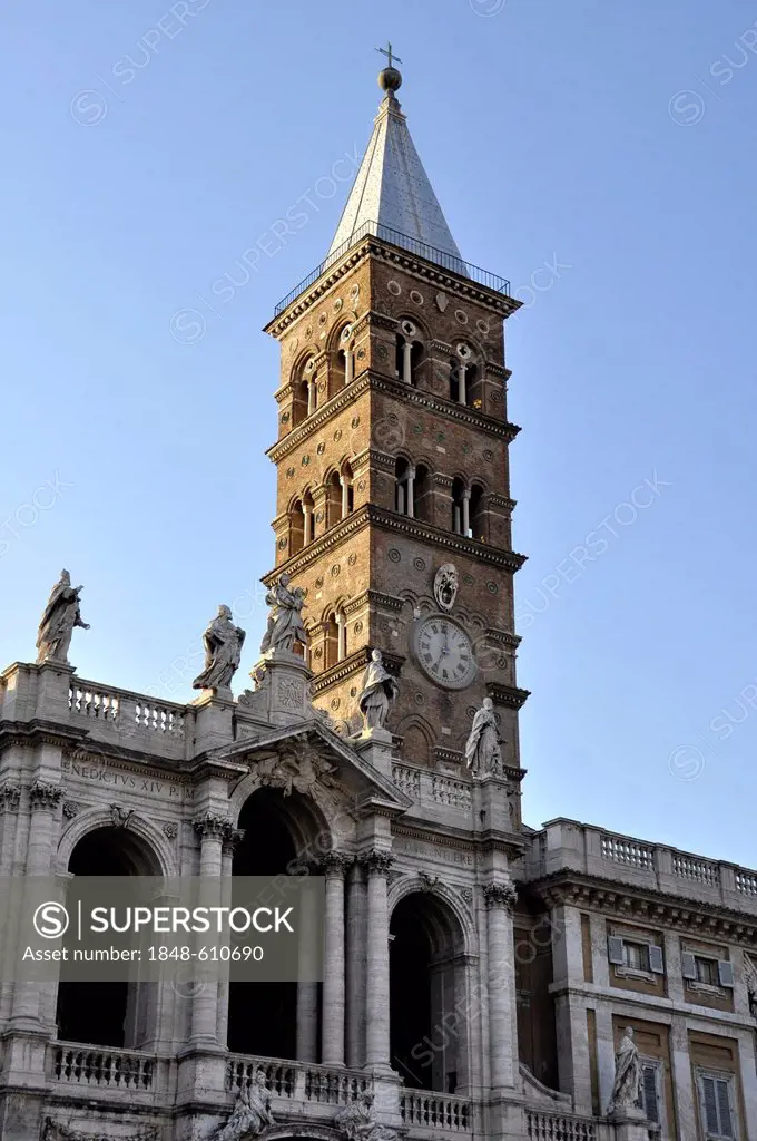 Vestibule and bell tower, Basilica Santa Maria Maggiore, Rome, Lazio, Italy, Europe