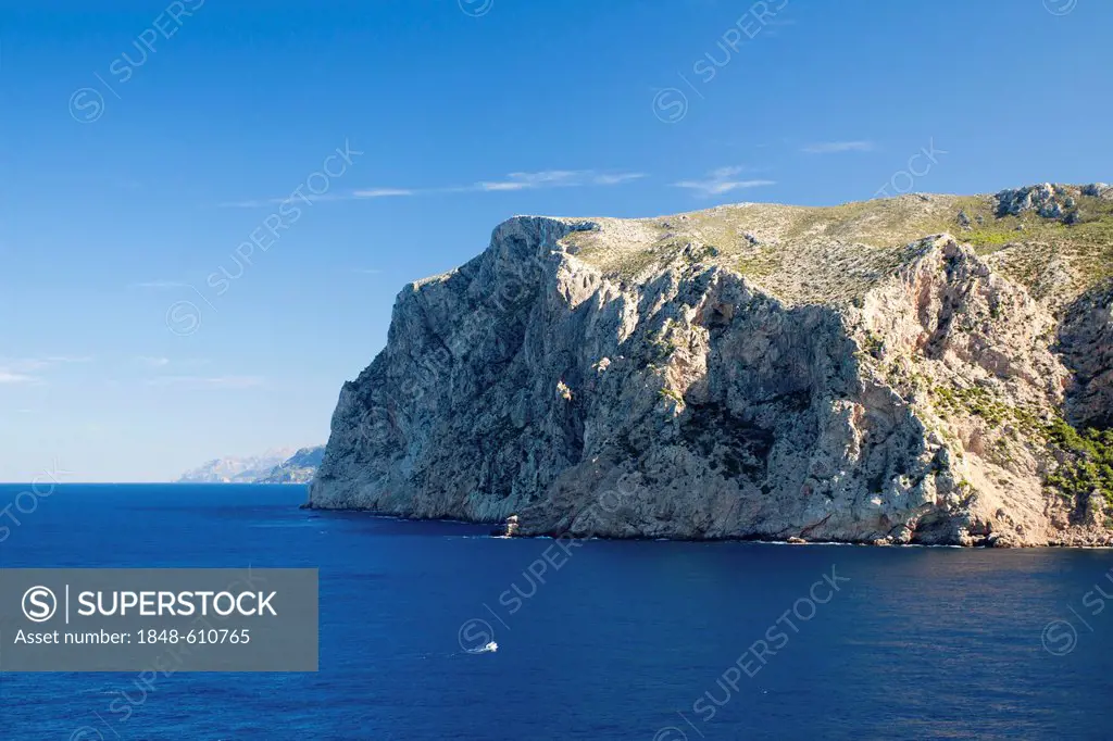 Cliffs north of Sant Elm with the Devil's Pulpit, Mirador d'en Josep Sastre, Majorca, Balearic Islands, Spain, Europe