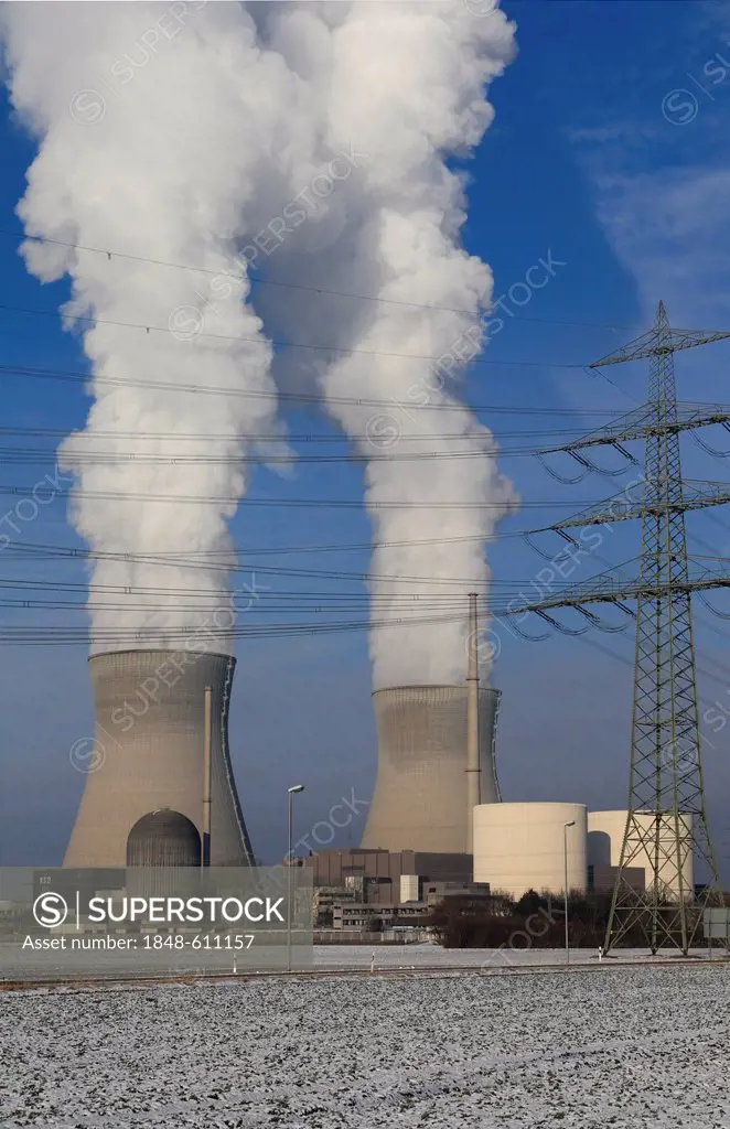 Gundremmingen Nuclear Power Plant, the most powerful atomic power plant in Germany, Gundremmingen near Guenzburg, Bavaria, Germany, Europe