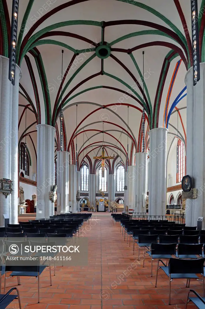 Nave of the newly renovated Nikolaikirche church, Berlin, Germany, Europe