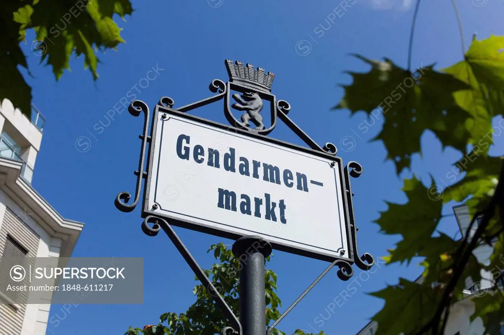 Sign for the square, Gendarmenmarkt, Friedrichstadt, Berlin, Germany, Europe