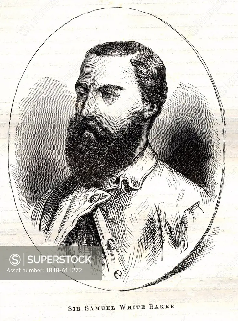 Sir Samuel White Baker, British explorer, 1821 - 1893, historical illustration, 1862