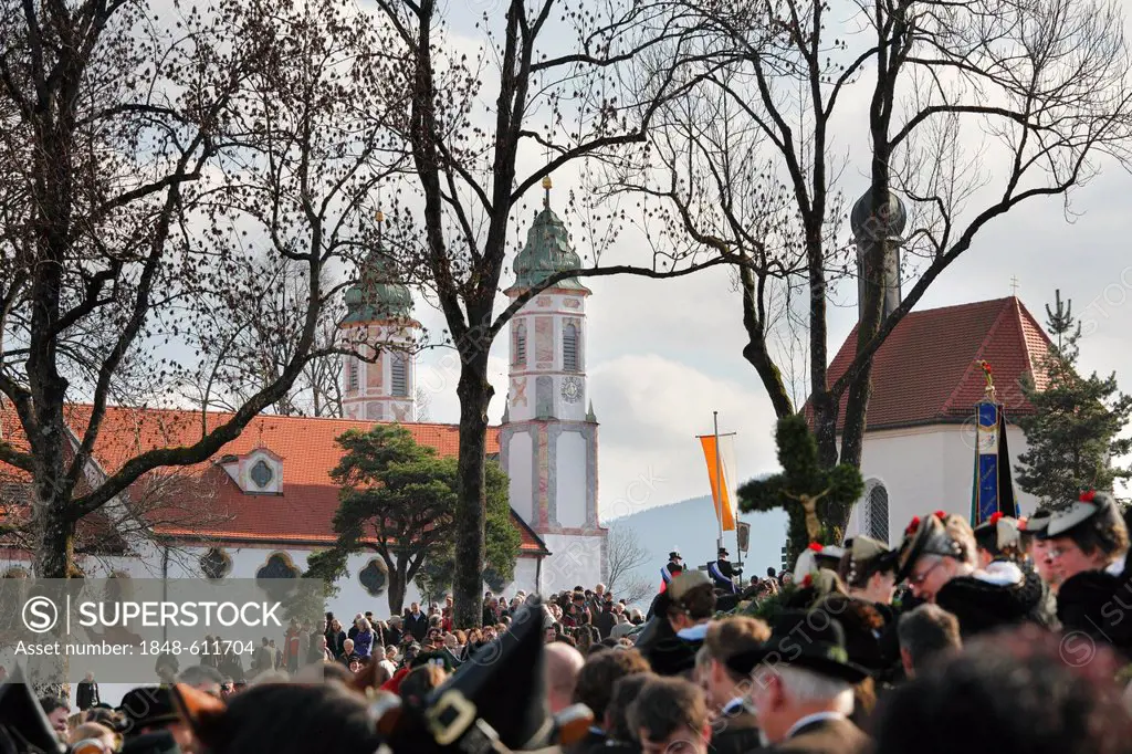 Leonhardi procession, Holy Cross Church and Leonhardi Chapel, Bad Toelz, Isarwinkel, Upper Bavaria, Bavaria, Germany, Europe