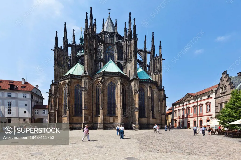 St. Vitus Cathedral, Prague Castle, Hradcany castle district, UNESCO World Cultural Heritage, Prague, Czech Republic, Europe