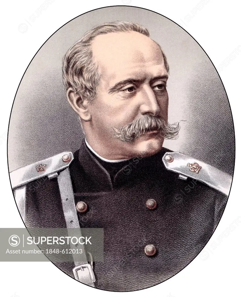 Historic chromolithography from the 19th century, portrait of Pjotr Andrejewitsch Schuwalow, 1827 - 1889, a Russian statesman and diplomat