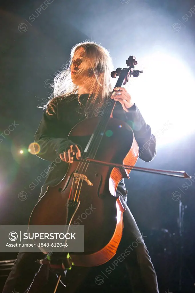 Eicca Toppinen of the Finnish band Apocalyptica playing live at the Soundcheck Open Air in Sempach-Neuenkirch, Lucerne, Switzerland, Europe