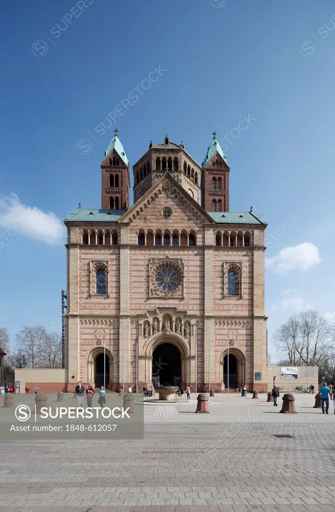 Speyer Cathedral, Kaiserdom zu Speyer cathedral, western facade and westwork, Speyer, Rhineland-Palatinate, Germany, Europe