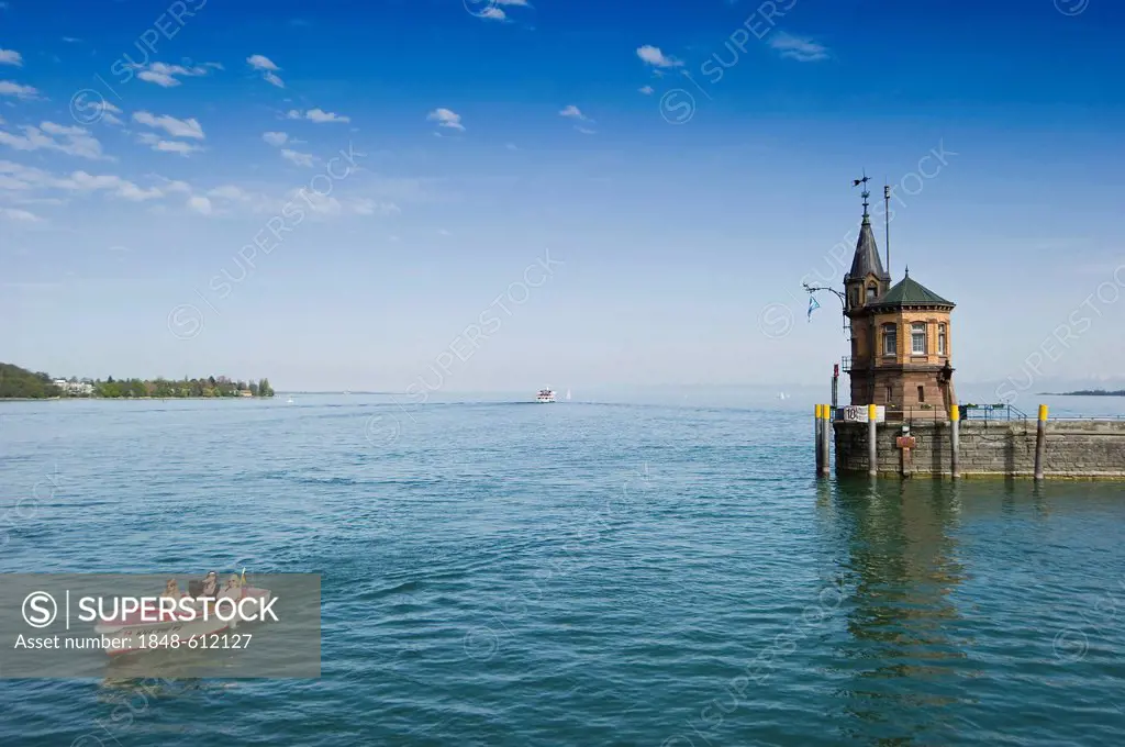 Entrance to the harbour of Konstanz, Constance, Lake Constance, Baden-Wuerttemberg, Germany, Europe