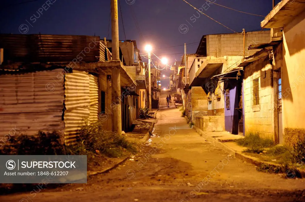 Lomas de Santa Faz slum at night, Guatemala City, Guatemala, Central America