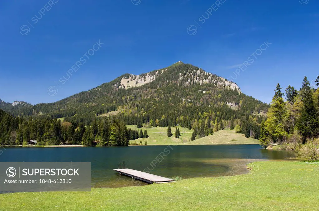 Spitzingsee lake, Mangfall Mountains, Bavarian Alps, Upper Bavaria, Bavaria, Germany, Europe