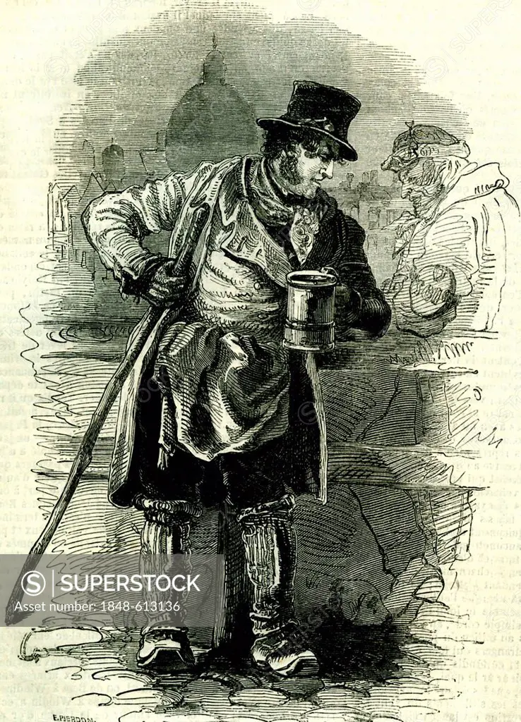Smithfield Market, London, England, historical illustration, 1862
