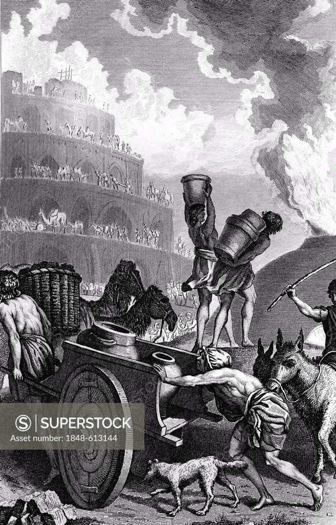 The Tower of Babel, biblical scene, historical illustration, 1872