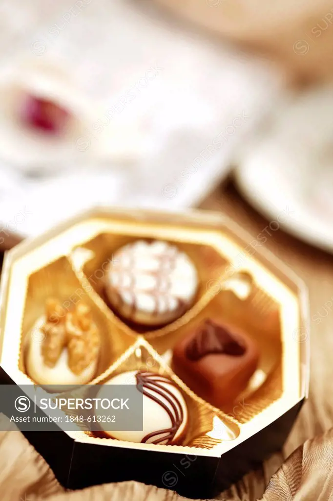 Chocolates in a golden box of chocolates