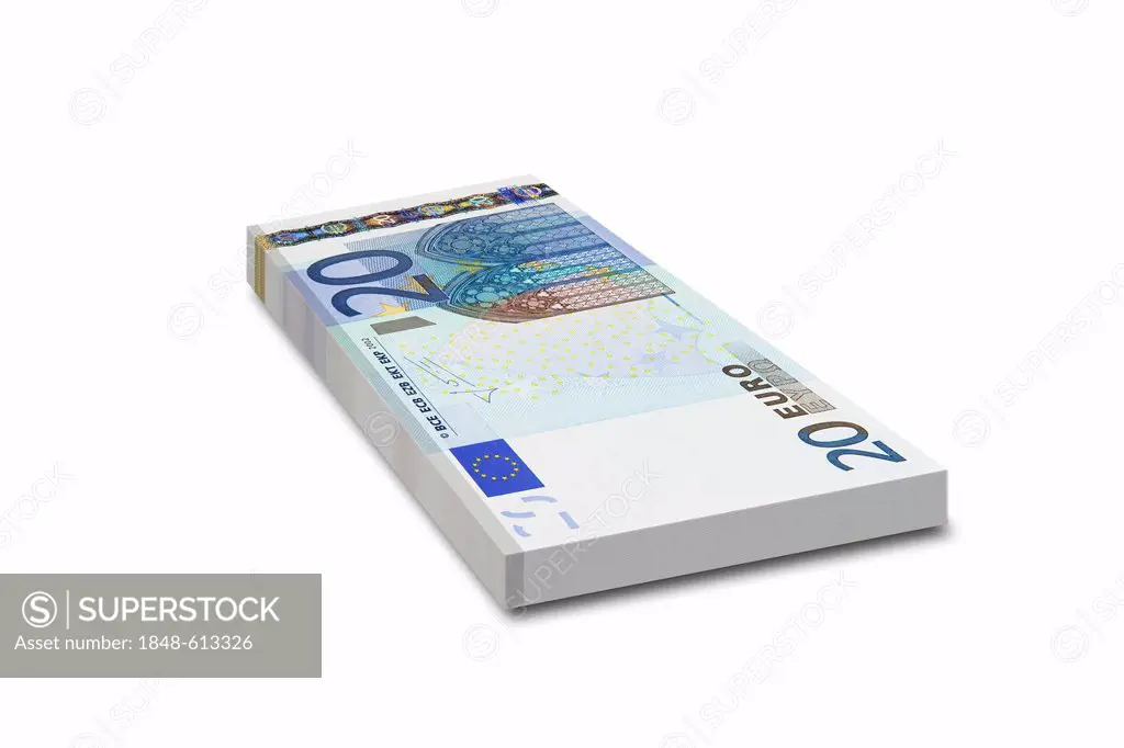 Bundle of 20 euro bank notes