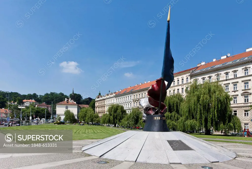 War memorial for the fallen of World War II, Prague, Bohemia, Czech Republic, Europe