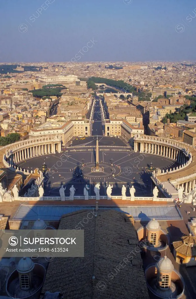 View from St. Peter's Basilica on St. Peter's Square, Vatican City, Rome, Italy, Europe