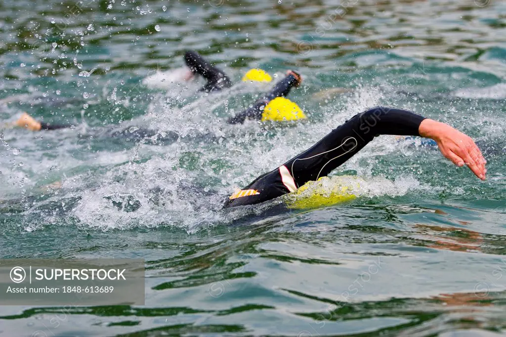 Triathlon, swimming, Lake Kaltern, province of Bolzano-Bozen, Italy, Europe