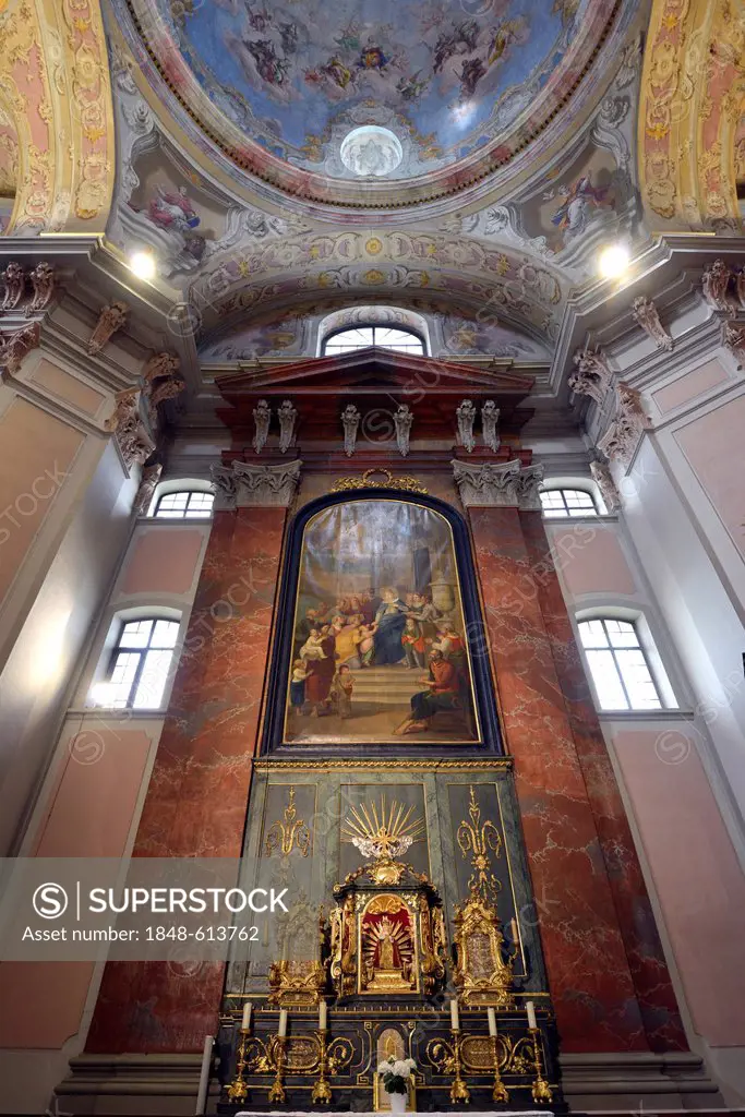Interior view, left side altar of St. Elizabeth of Thuringia by Johann Anton Zitterer, Elisabethinenkirche church of St. Francis, cultural heritage, L...